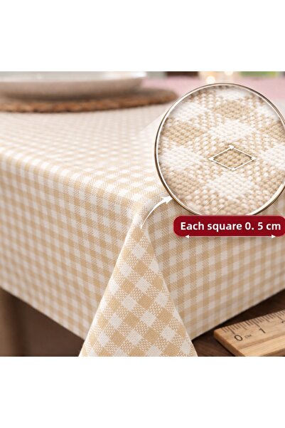 serelya مفرش طاولة منقوش باللون الكريمي، مفرش نزهة منقوش باللون الكريمي - مفر...