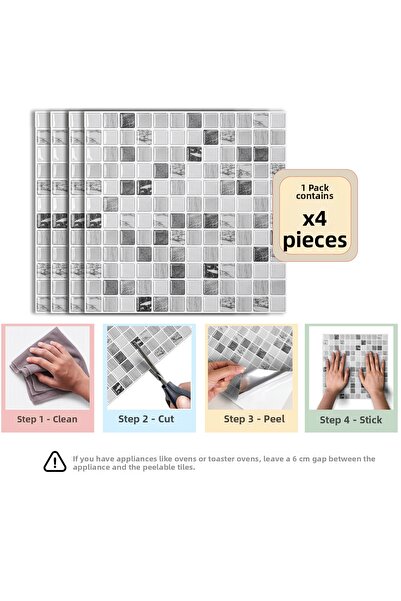 Stickez Tiles بلاط حائط ذاتي اللصق ثلاثي الأبعاد 25.4 سم × 25.4 سم (4 قطع) 0....