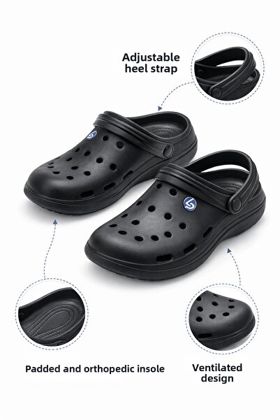 Liarca Black Beach Garden Daily Dowry Comfortable Non-Slip Sole Orthopedic Wo...