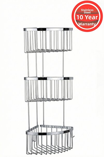 BanyomHome Chrome Deep Shampoo Holder Stainless Brass 3-Piece 19X19 cm Shampo...