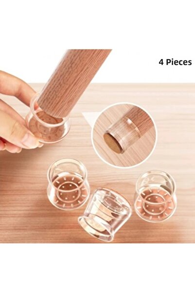 Epilons Set of 4 Felted Transparent Silicone Chair Foot Protectors