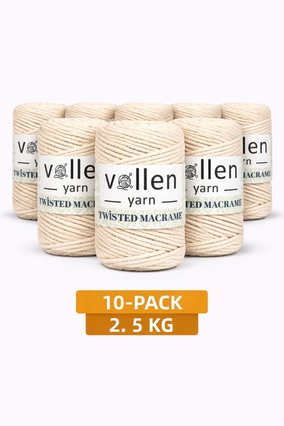 vollen yarn Snur din bumbac macrame premium, 3 straturi, 250 gr, pachet de 10...