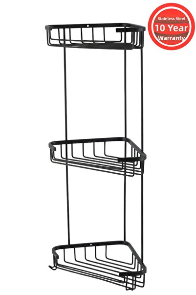 BanyomHome Matte Black Stainless Brass 18X18Cm Shampoo Holder Bathroom Shelf