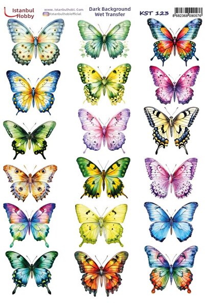 İstanbul Hobi Dark Background Water Transfer Paper 25X35Cm Kst-123 Kelebek