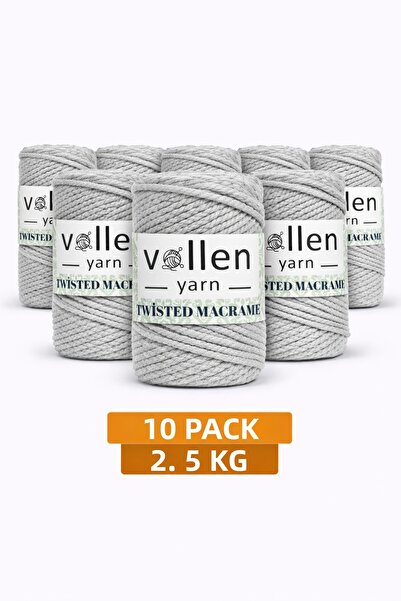 vollen yarn Premium 3 Twisted Combed Cotton Macrame Rope Cord 250 Gr Pack of ...