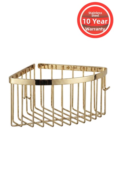 BanyomHome رف حمام من الستانلس ستيل مقاس 19×19 سم، حامل شامبو عميق من النحاس ...
