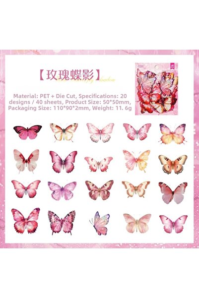 İthal P8-40 bucăți autocolante PET cu fluturi