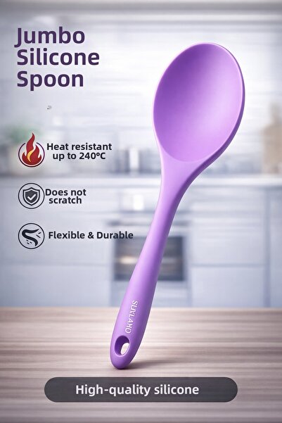Single ملعقة طعام سيليكون كبيرة الحجم 30 سم، مقاومة للحريق، غير لاصقة، مقاومة...