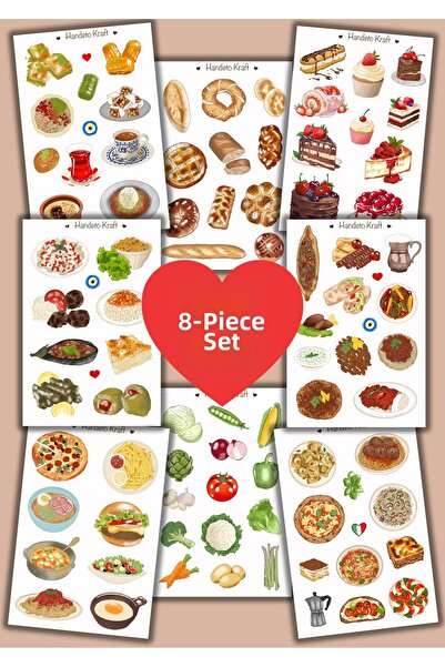 Handeto Kraft Αυτοκόλλητο με φαγητό και επιδόρπιο, πολλαπλά αυτοκόλλητα, 8 αυ...