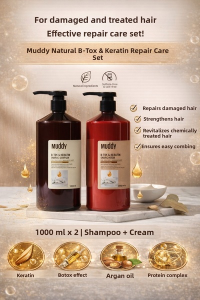 Muddy 1000 ml B-tox&Keratın Shampoo - Conditioner Cream Repairing for Extreme...