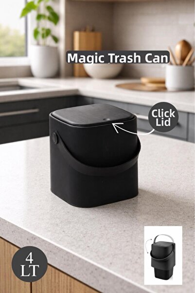 Funny Life 4 Liter Magic Trash Can with Click Lid and Inner Bucket - Bathroom...