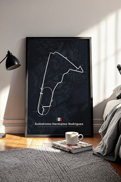 gxe.art Autódromo H. Rodríguez F1 Pisti Wooden Framed Art Print – Mexico Gp P...