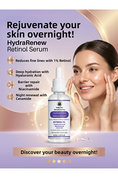 tulip life Hydrarenew Retinol and Hyaluronic Acid, Niacinamide, Ceramide Barr...