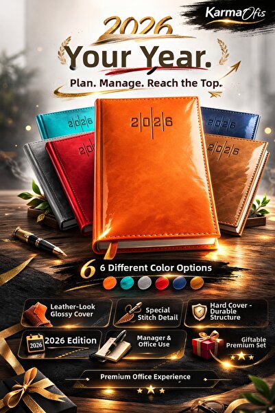 KarmaOfis Оранжев дневник с кожена обложка 14x20 cm – 7 цвята на избор Твърда...