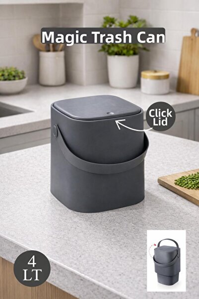 Funny Life 4 Liter Magic Trash Can with Click Lid and Inner Bucket - Bathroom...