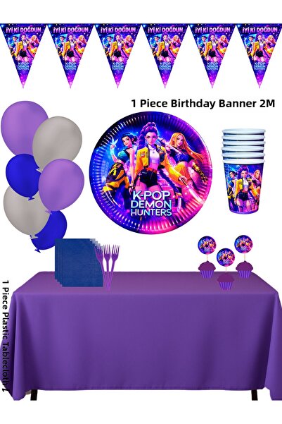 HAPPYLOOPPARTY Kpop K-Pop Demon Hunters Themed Birthday Party Decoration Set ...