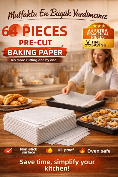 OPTİMEX 64 قطعة من ورق الخبز - ورق خبز مقاوم للزيت - غير لاصق، مقاوم للحرارة