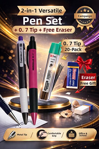 W-Design 2 Pieces of 0.7 Versatil Pen + 1 Piece of 0.7 Tip + 1 Piece of Erase...
