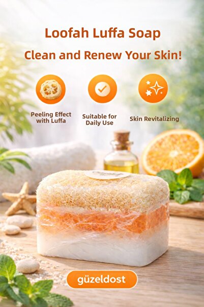 Güzeldost Honey Pumpkin Fiber Natural Soap – Exfoliating, Skin Purifying & Re...