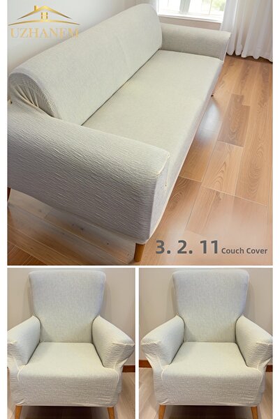 uzhanem Stretch Elastic Flexible Washable 3 2 1 1 Jacquard Sofa Cover Set Sof...