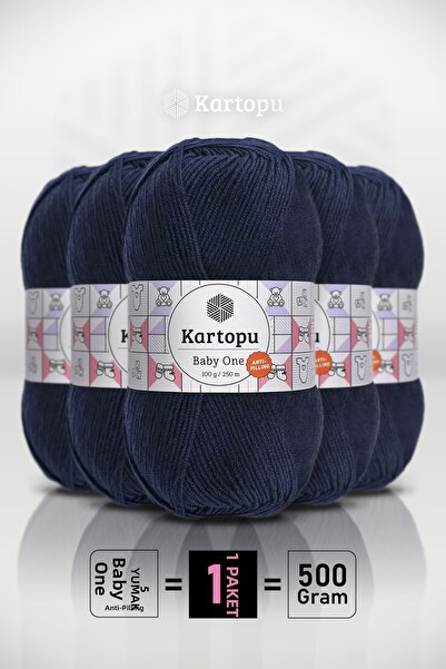 Kartopu بيبي ون - أزرق داكن K636 - عبوة من 5 قطع - 100 جرام/250 متر - خيط للأ...