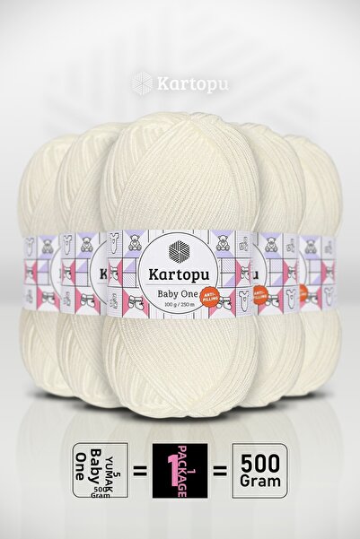 Kartopu Baby One - Ecru K019 - 5-Pack - 100Gr/250M - Baby Yarn - Anti Pilling...