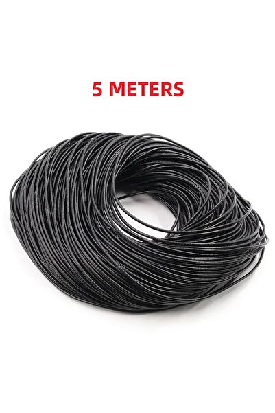 BGA 100% piele de vacă sudată Snur rotund Bijuterii 5m / 10m Negru 3mm