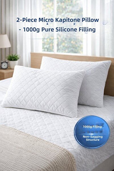 MUK's Πολυτελές μαξιλάρι ύπνου 2 τεμαχίων με μικροκαπιτονέ επένδυση – 1000 γρ...