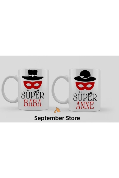 Noname Super Mom Super Dad 2-Piece Mug Cup Special Design Mug Cup Coffee Cup