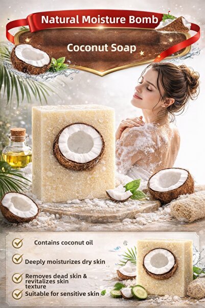 EpiRelax صابون الاستحمام الطبيعي المرطب بالجوز الهند والجلسرين، مغذي ومرطب مع...