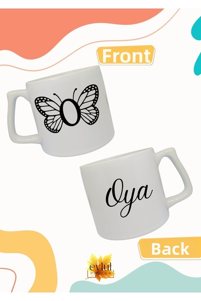 Eylül Design Letter O Black Butterfly Name Written Double-Way Printed Luxury ...