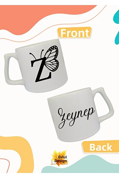 Eylül Design Letter Z Black Butterfly Name Written Double-Way Printed Luxury ...