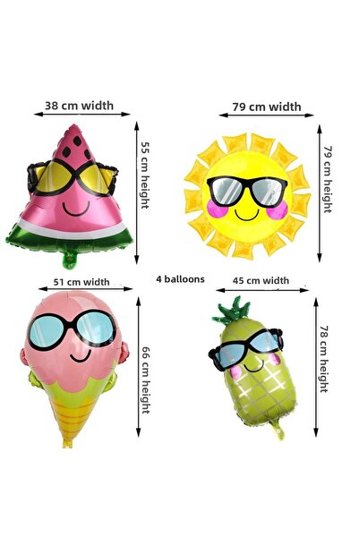 partidolu بالون هلو سمر بارتي فويل مع كاسات 4 حوا بموديلات مختلفة