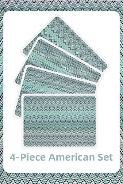 The Grade American Service Set of 4, Zigzag Pattern, Stain Resistant, America...