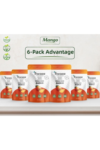 Freezeva عبوة من 6 قطع من المانجو المجففة بالتجميد (مانجو مجففة بالتجميد) مان...