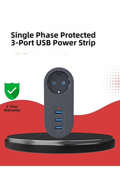 CT STONES Heat Resistant 3 USB Port Safety Socket – Smart Energy Management