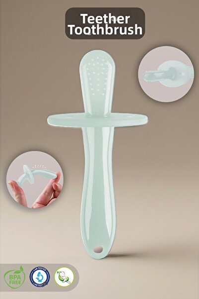 Meleni Baby Transparent Green Baby Silicone Teether Pacifier - Baby Teeth Scr...