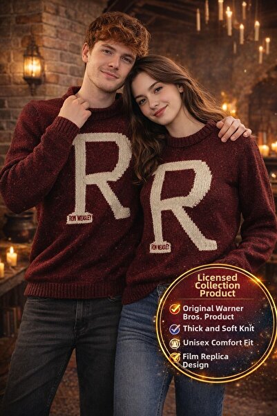 TOYFEST Harry Potter Ron Weasley Sweater Licensed Burgundy Letter R Unisex Co...