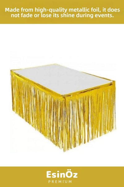 EsinÖz # Table Decoration Special Day Birthday Gender Reveal Party Sparkling Gold Tasseled Table Decoration Table Skirt 70X250
