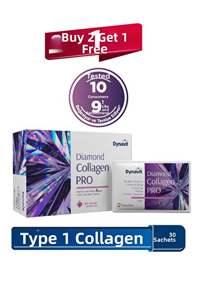 Dynavit كيس الكولاجين الماسي برو برائحة الفراولة 30 كيسًا - ببتيد الكولاجين ا...