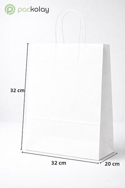 PACKOLAY حقيبة كرافت غير مطبوعة بمقبض داخلي مقاس 32x20x32 سم باللون الأبيض ال...