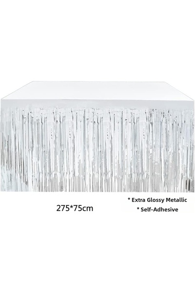 BilfolD Silver Metallized Table Skirt 275X75 cm – Self Adhesive