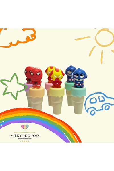 MİLKYADATOYS Cute Heroes Design Mini Felt-Tip Pens 7 cm in a Bag of 6
