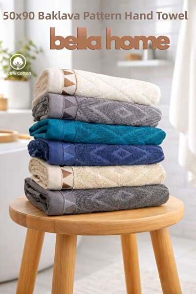 Bella Home Baklava Patterned Hand & Face Towel - 50X90 cm |   100% Cotton |  ...