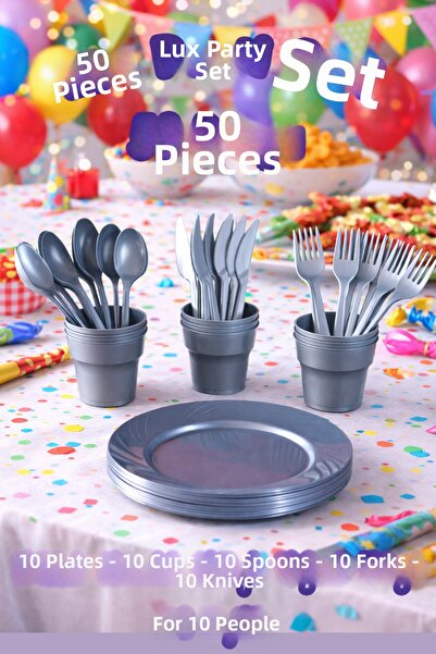 Ezu Home Set de 50 de piese din plastic dur de lux pentru petrecere, aniversa...