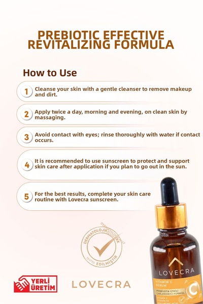 LOVECRA Vitamin C Serum Vitamin B3 Hyaluronic Acid Brightening Moisturizing Daily Skin Serum 30 ml