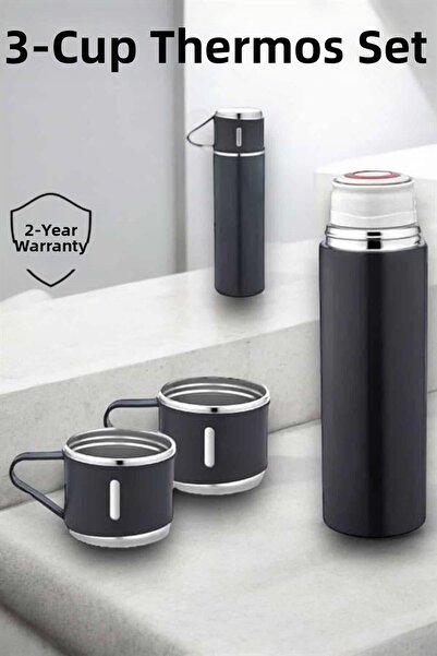 ZERO LAND Ilkestor Stainless Steel 3-Piece Thermos Set Vacuum Insulated and 8...