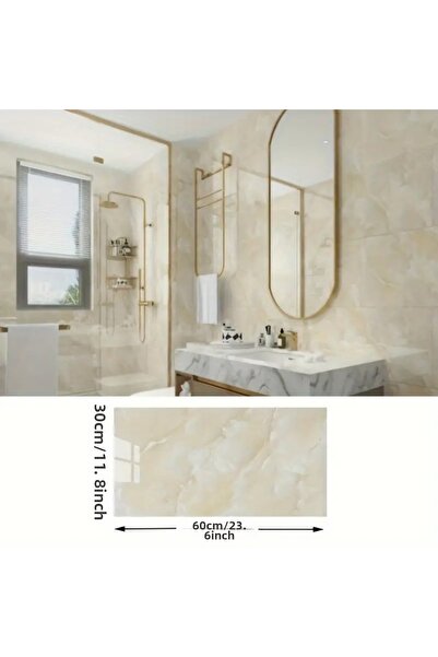 Marsilyan Yellow Marble Patterned Aluminum Plastic Wall Sticker