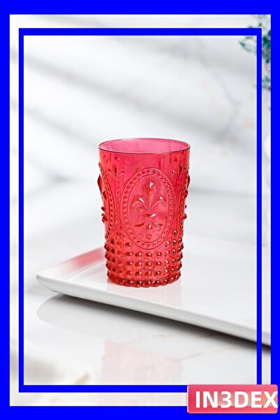 İN3DEX Red Acrylic Set of 6 Glasses 400ml Unbreakable