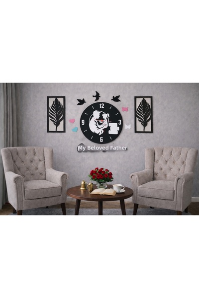 mrchediyesepeti My Dear Father Themed Wall Clock 40 cm Flowers 30 cm Mrc Gift...
